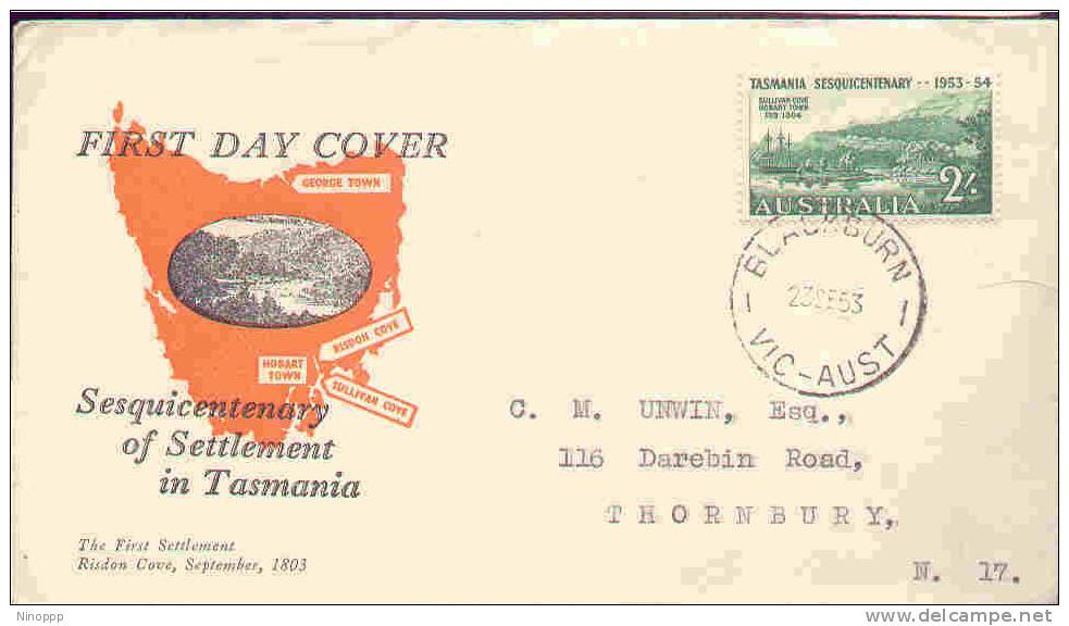 Australia  1953  Tasmania Sesquicentenary  FDC - FDC