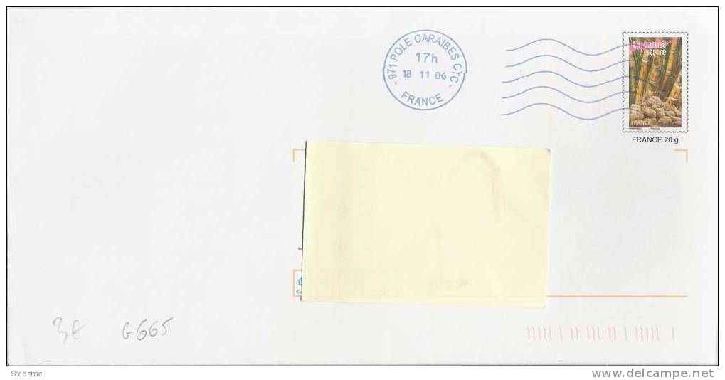 G665 - Guadeloupe - Entier Postal / Stationery / PSE - Enveloppe PAP Canne à Sucre, Circulée En 2006 - Storia Postale