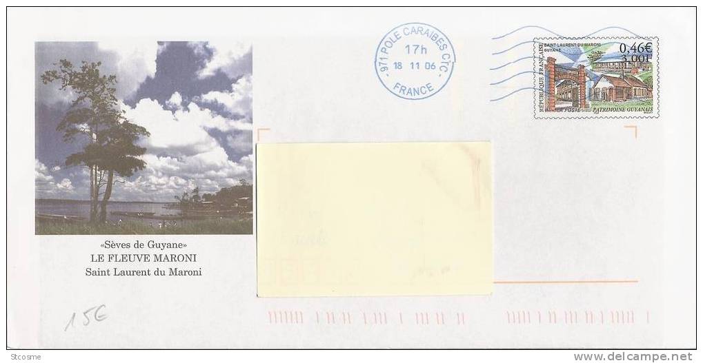 G656 - Guadeloupe - Entier Postal / Stationery / PSE - Enveloppe PAP Guyane, Fleuve Maroni, Oblitérée En Guadeloupe - Storia Postale