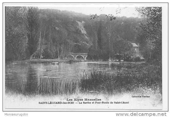 72) SAINT LEONARD DES BOIS, La Sarthe Et Pont Route De Saint Céneri, Coll Foucher, - Saint Leonard Des Bois