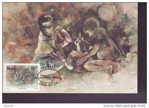 VENDA   CARTE MAXIMUM NUM.YVERT 179 ART LOCAL AQUARELLES DE KENNETH THABO - Venda