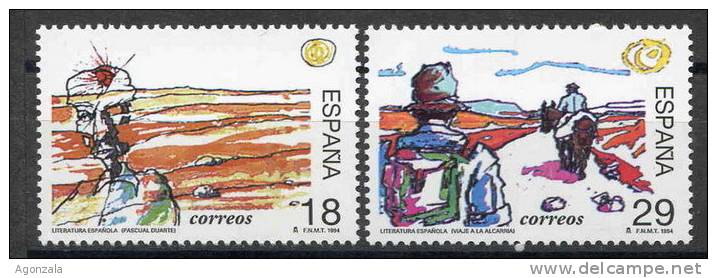 SERIE TIMBRES ESPAGNE NOUVEAUX 1994 LITTÉRATURE - PASCUAL DUARTE - VOYAGE À L'ALCARRIA - DE JOSE CELA - Escritores