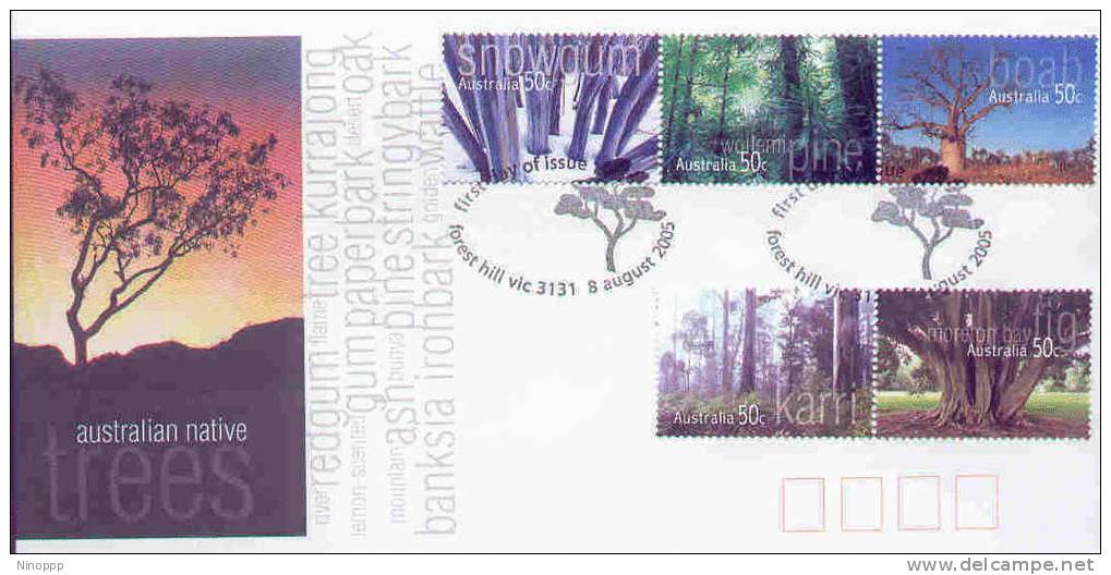 Australia  2005  Native Trees Strip 5   FDC - FDC