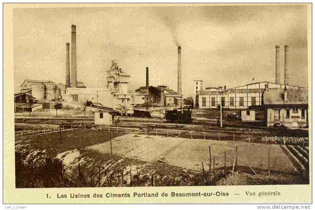 CPA 95 BEAUMONT SUR OISE LES USINES DES CIMENTS PORTLAND VUE GENERALE - Beaumont Sur Oise