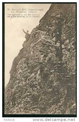 Early Postcard Climbing St Kevin's Bed Glendalough County Wicklow Ireland Eire - Ref B125 - Wicklow