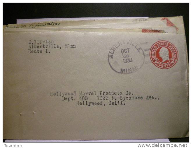 ALBERTVILLE - Minn 1930   - 2 Cent Envelope Postal History USA Minnesota - 1921-40