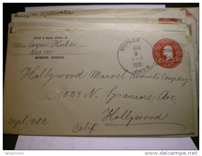 Mohler - 1931  OREGON - 2 Cent Envelope  (OPENED 1911 CLOSED POST OFFICE 1954) - 1921-40