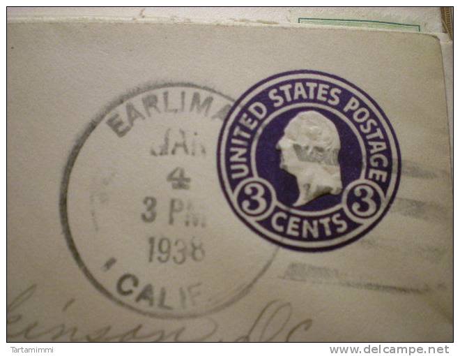 Earlimart - 1938  CALIFORNIA - 3 Cent Envelope - 1921-40