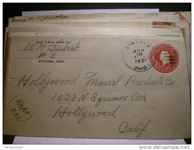 ATWATER - OHIO 1931   - 2 Cent Envelope - 1921-40