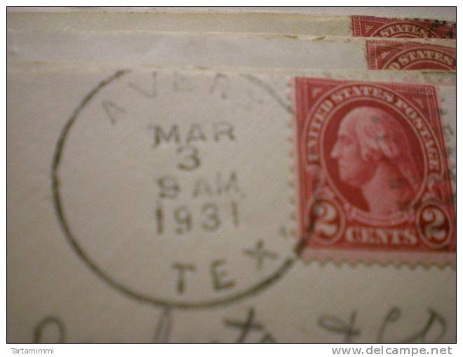 Avery, Texas - 1931 - 2 Cent Envelope Old Cover Postal History To Hollywood - Covers & Documents