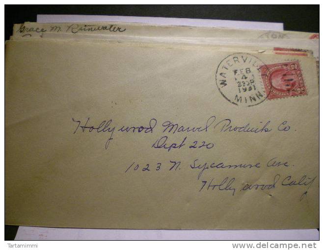 Waterville -Minnesota  1931 - 2 Cent Envelope Old Cover Postal History USA - Brieven En Documenten