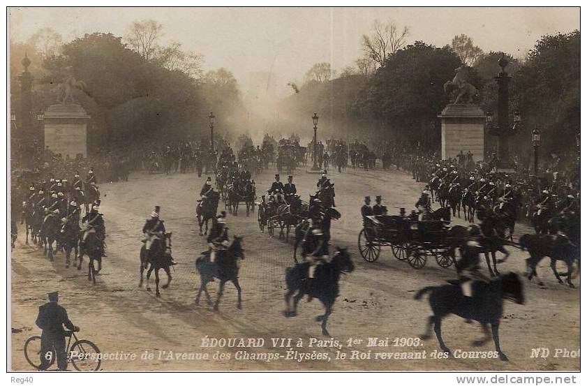 D75 - CARTE PHOTO  -  EDOUARD VII à PARIS, 1er Mai 1903. Perspective De L'Avenue Des Champs-Elysées, Le Roi Revenant Des - Paris (02)