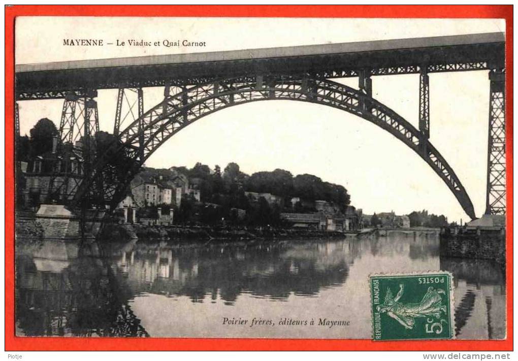 * Mayenne (France) * (Poirier Frères, édit. Mayenne) Le Viaduc Et Quai Carnot, Pont, Bridge, Canal, Vieux Timbre, Quai - Mayenne