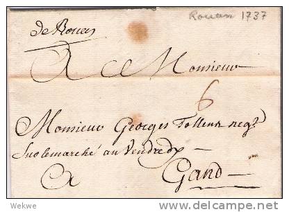 B018/   BELGIEN - De Rouan, Handschriftlich,  1737, Nach Gand, Kompletter Inhalt. - 1714-1794 (Paises Bajos Austriacos)