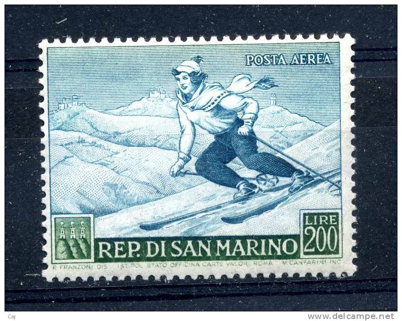 Saint Marin  -  Avion  -  1953  :  Yv  100  **  Ski - Poste Aérienne