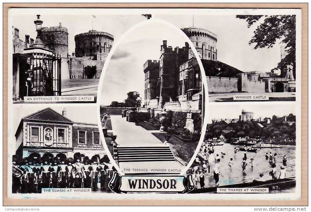 BERKSHIRE WINDSOR THAMES CASTLE ENTRANCE TERRACE GUARDS MULTIVIEWS Circa 1950 / REAL PHOTO UK POST CARD /2358A - Windsor Castle