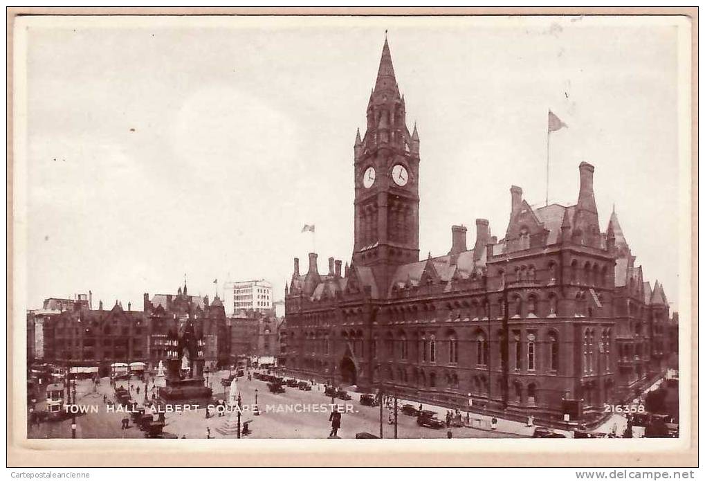 LANCASHIRE Circa 1930 MANCHESTER TOWN HALL ALBERT SQUARE / VALENTINES PHOTOTYPE 216358 UK POST CARD /2365A - Manchester