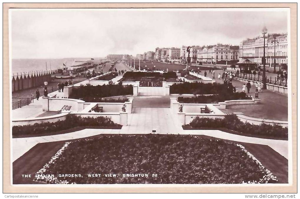 SUSSEX ITALIAN GARDENS WEST VIEW Circa 1930 BRIGHTON / REAL PHOTOGRAPH 22 UK POST CARD /2383A - Brighton