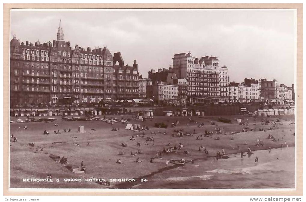 SUSSEX METROPOLE GRAND HOTEL Circa 1930 BRIGHTON / REAL PHOTOGRAPH 34 UK POST CARD /2385A - Brighton