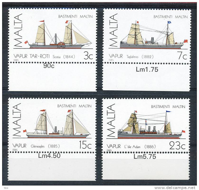 MALTA 1985  STORIA DELLA MARINA MALTESE. III SERIE COMPLETA MNH** - Marittimi