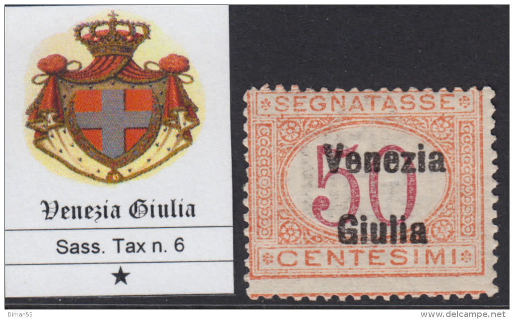 ITALIA - VENEZIA GIULIA - Tax 6 - Cat. 350 Euro - Con CERTIFICATO -  MH* - Linguellato - Venezia Giuliana
