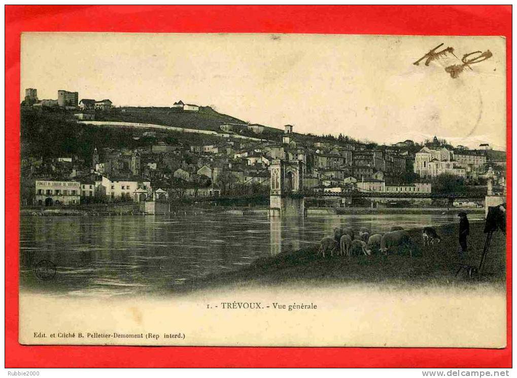 TREVOUX 1904 VUE GENERALE GARDIEN DE MOUTONS CARTE PRECURSEUR EN BON ETAT - Trévoux