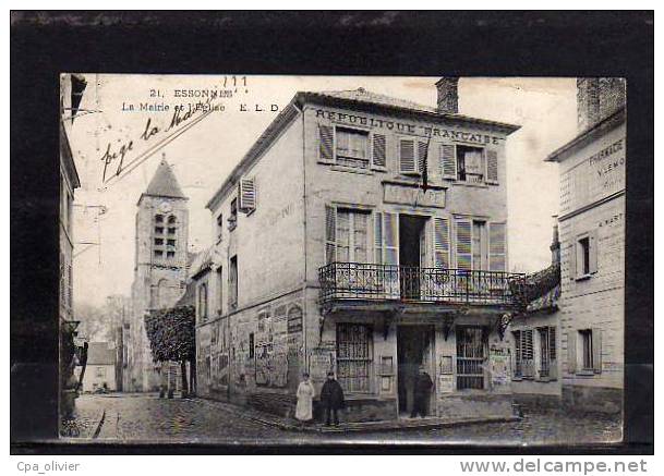 91 ESSONNES Mairie, Eglise, Commissariat De Police, Animée, Ed ELD 21, 1906 - Essonnes
