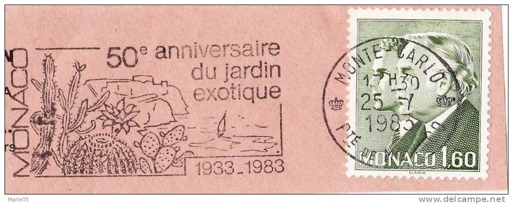 Monaco - Flamme Sur Fragment - 25-7-1983 - 50ème Anniversaire Jardin Botanique - Postmarks