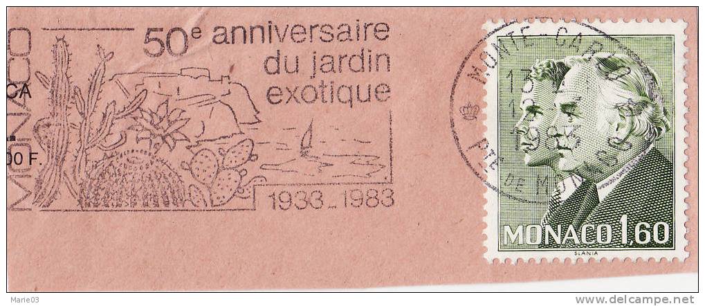 Monaco - Flamme Sur Fragment - 1983 - 50ème Anniversaire Jardin Botanique - Postmarks