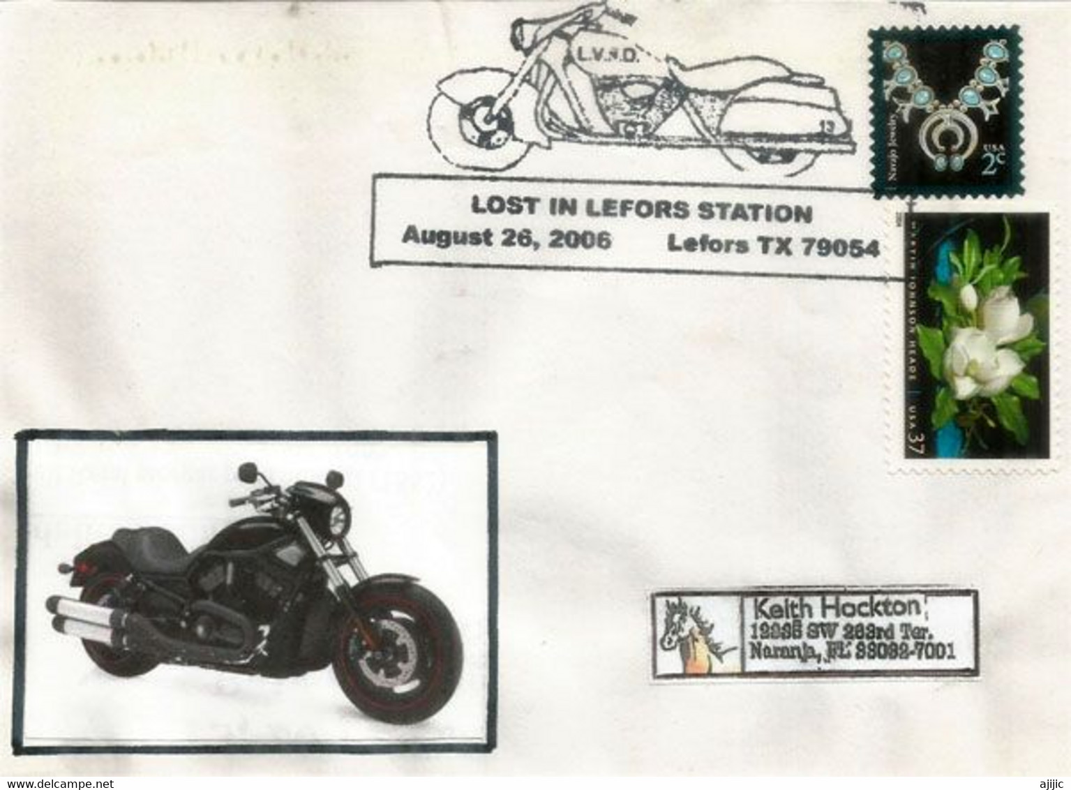 USA. "Lost In Lefors"  LEFORS - TEXAS  , Enveloppe 2006 - Motorräder