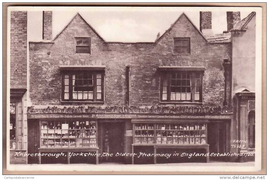 LOOK OLDEST PHARMACY KNARCSBOROUGH ENGLAND ESTABLISHED 1720 CARBOROUGH YORKSHIRE + ANCIENNE PHARMACIE / FRITH & CO/3042A - Scarborough