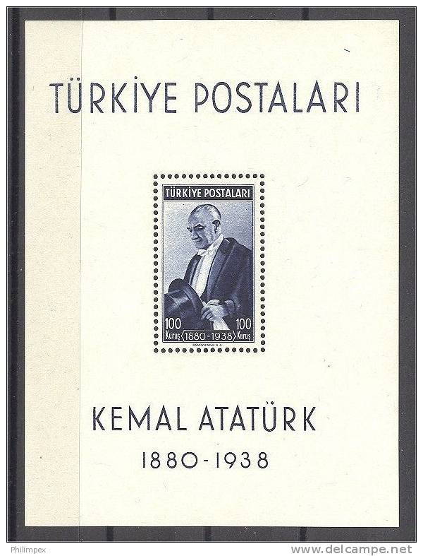 TURKEY, FIRST SHEETLET 1938, MINT NEVER HINGED - Blocks & Kleinbögen