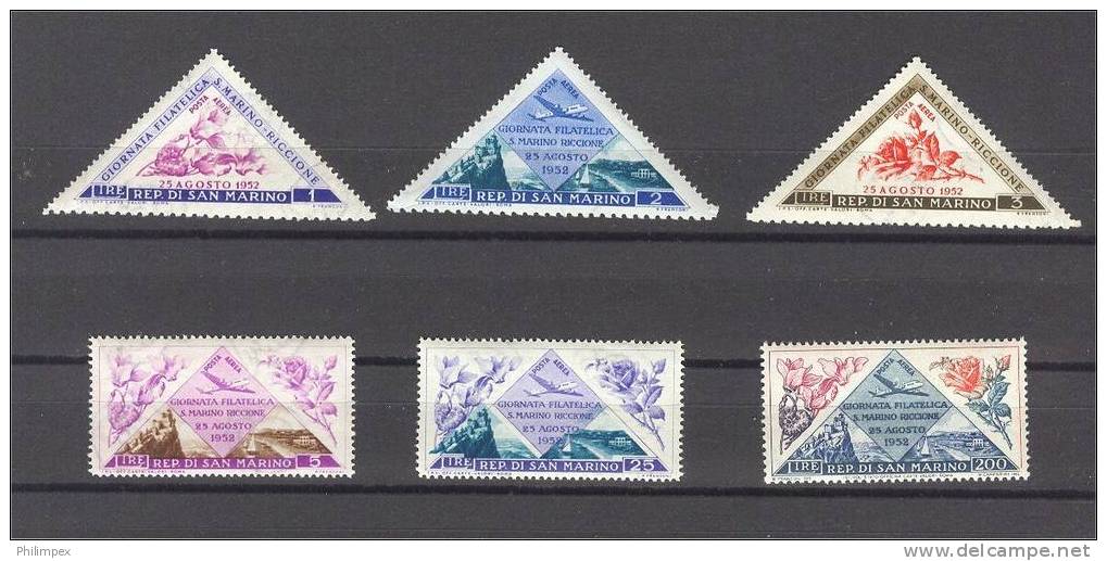 SAN MARINO, AIRPOST SET STAMP EXPOSITION 1952, MNH SET ** - Luftpost