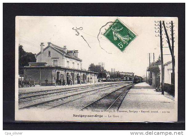 91 SAVIGNY SUR ORGE Gare, Intérieur, Quais, Train Vapeur, Ed Thevenet 119 Bis, 1912 - Savigny Sur Orge