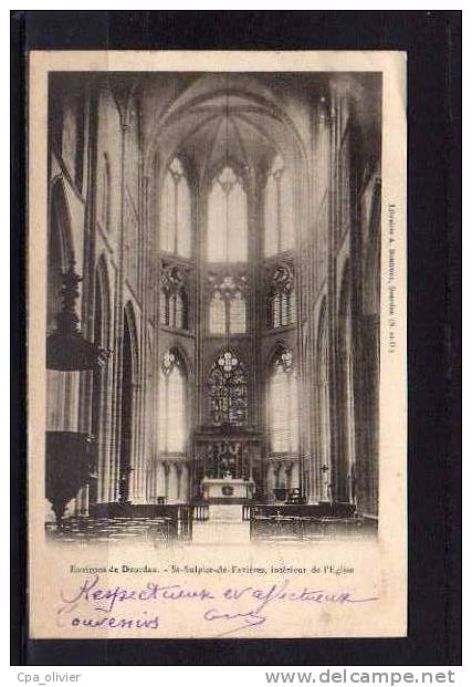 91 ST SULPICE DE FAVIERES Eglise, Intérieur, Ed Boutroue, 1906, Dos 1900 - Saint Sulpice De Favieres