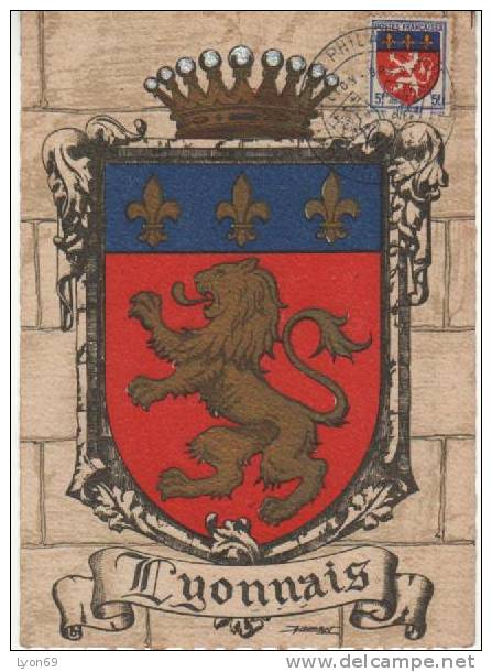 CARTE MAXIMUM BLASON LYON  1943 - 1940-1949