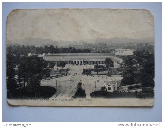 Vintage CA 1900 Postcard AK France Pau La Gare Et Le Funiculare - Pau