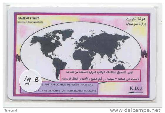 GPT (19 B) Magnetic/World Map KOWEIT KUWEIT KUWAIT Telecarte Phonecard Telefonkarte - Kuwait