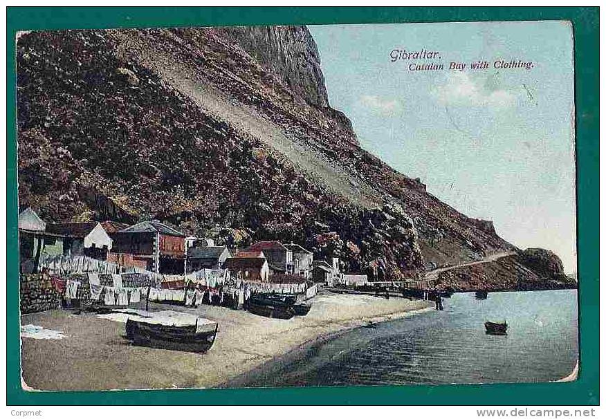 GIBRALTAR - VF 1912 POSTCARD CATALAN BAY With Clothing - Sent To USA - Pubs. A. BENZAQUEN, TANGER - Gibraltar