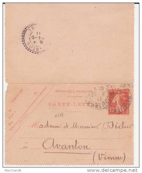 CARTE LETTRE ENTIER POSTAUX . PARTIE DE PARIS 75 ARRIVEE A AVANTON 86 - Letter Cards