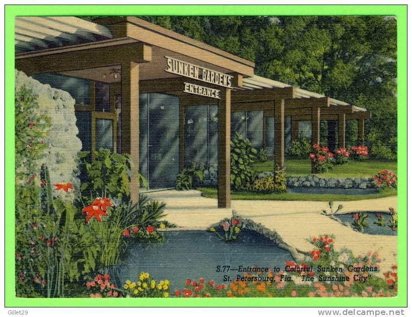 ST. PETERSBURG, FL - ENTRANCE TO SUNKEN GARDENS - C.T. ART-COLORTONE - - St Petersburg