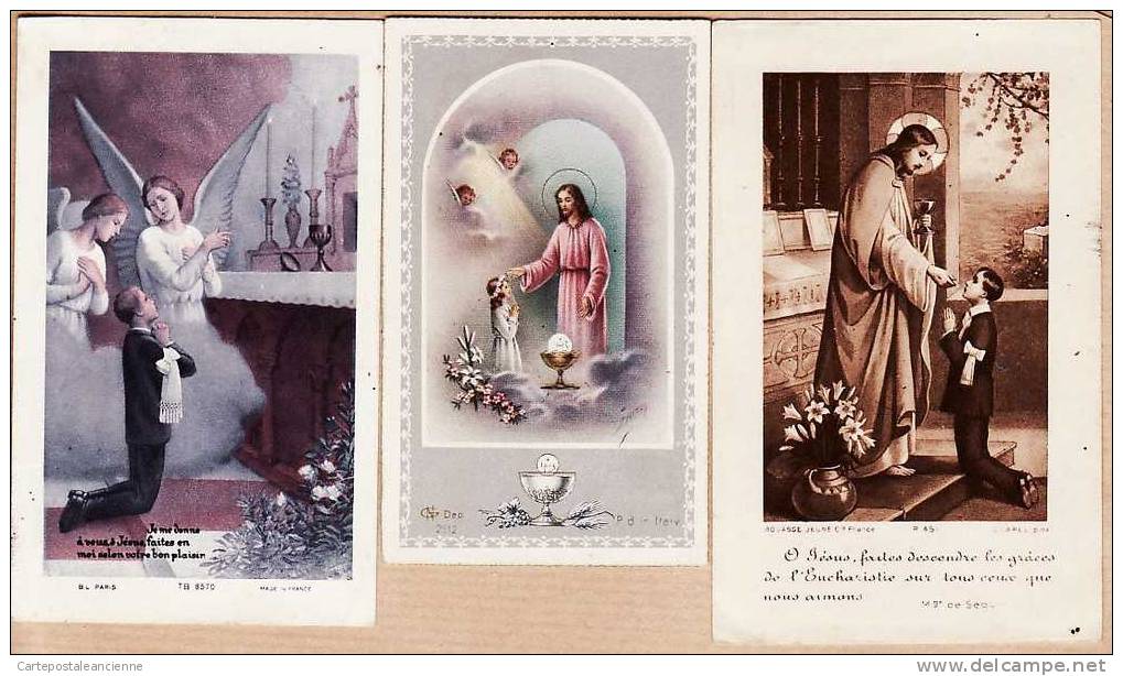 LOT 3 IMAGES PIEUSES SOUVENIR COMMUNION SOLENNELLE 8 JUIN 1947 Et 15 Juin 1958  /2411A - Communion