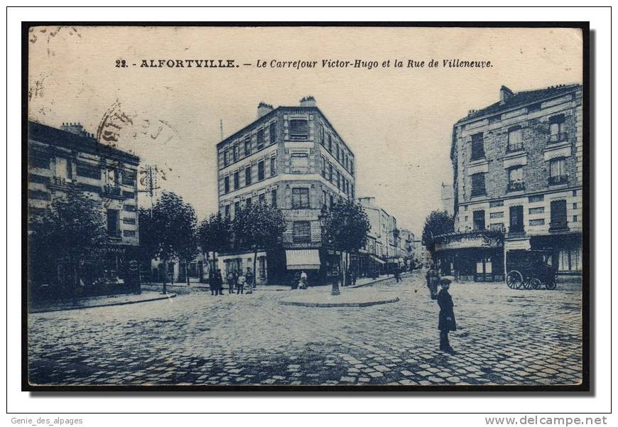 94 ALFORTVILLE, Carefour Victor Hugo Et Rue DeVilleneuve, Animée, Enfants, Ed Photo Edition -22- Voyagé En 1924 - Alfortville