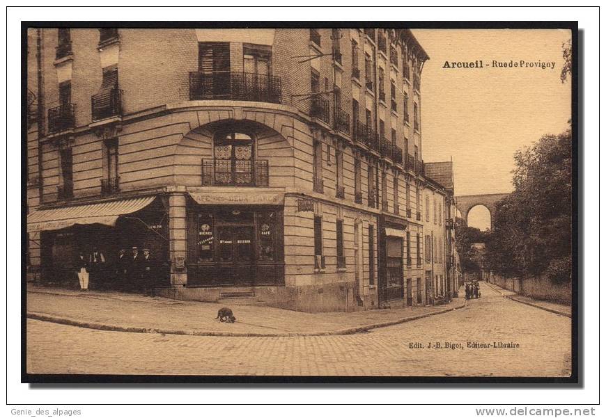 94 ARCUEIL-CACHAN,  Rue De Provigny, Café Des Deux Parcs, Ed Bigot, Dos Vierge - Arcueil