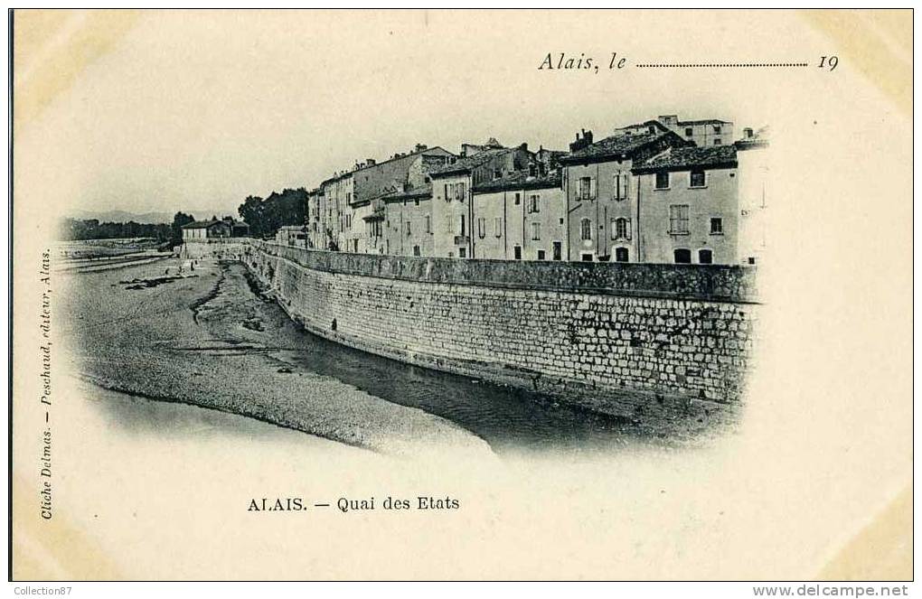 30 - GARD - ALAIS Ou ALES - QUAI Des ETATS - CLICHE 1900 DOS SIMPLE - RARE - Alès