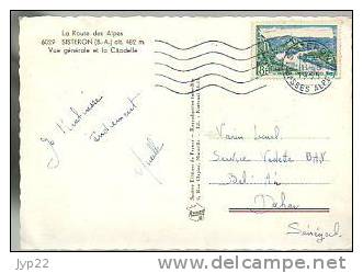 Jolie CP Photo 04 Sisteron Vue Générale Et La Citadelle - CAD 8-08-1955 Pour Dakar - Sisteron