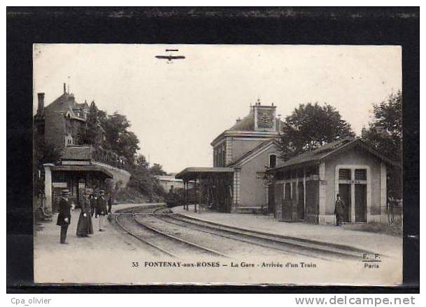 92 FONTENAY AUX ROSES Gare, Intérieur, Arrivée De Train Vapeur, Avion Factice, Ed FF 53, 1916 - Fontenay Aux Roses