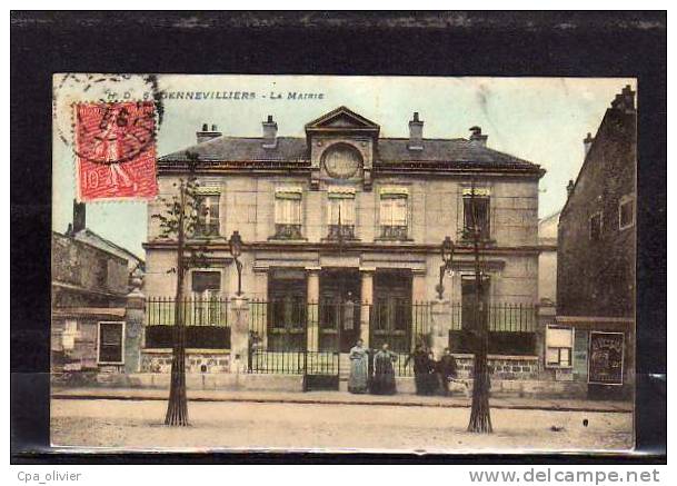 92 GENEVILLIERS Mairie, Animée, Colorisée, Ed HD 5, 1907 - Gennevilliers