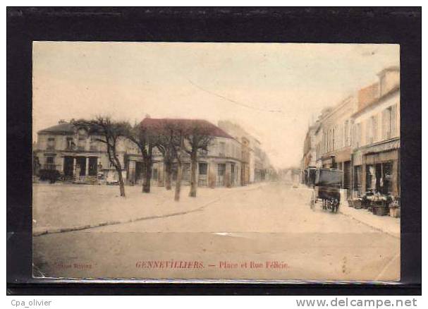92 GENEVILLIERS Place, Rue Félicie, Attelage, Colorisée, Ed Retrou, 191? - Gennevilliers
