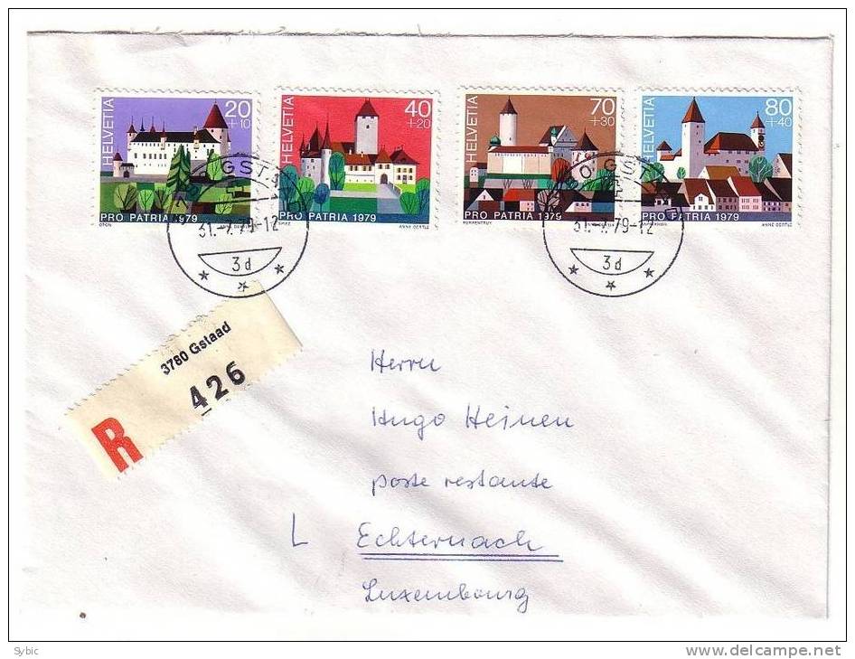 SUISSE - RECOMMANDE Pour Le Luxembourg 31/07/1979 GSTAAD - Yvert 1086,1087,1088 & 1089 - Covers & Documents